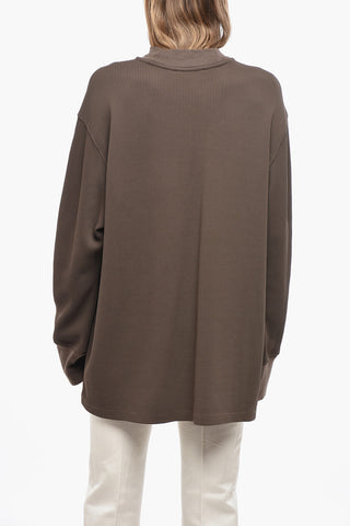 Honeycomb Motif Lightweight Crew-Neck Sweater