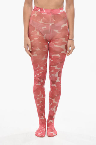 Strumpfhose mit Logomuster und Blumenmotiv