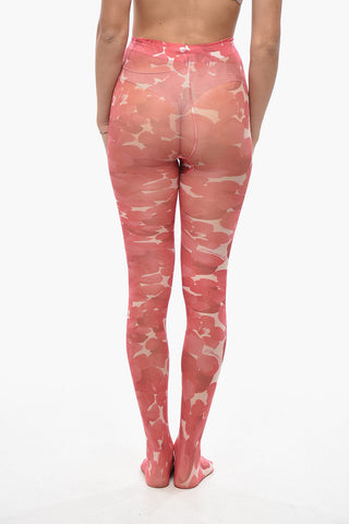 Strumpfhose mit Logomuster und Blumenmotiv