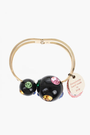 Gold-tone Metal Bracelet COMETA embellished with Multicolor Crystals