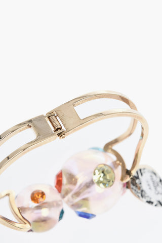 Gold-tone Metal Bracelet COMETA with Iridescent Beads and Multicolor Crystals