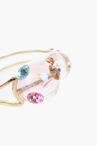 Gold-tone Metal Bracelet COMETA with Iridescent Beads and Multicolor Crystals