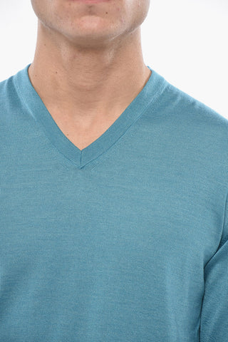 Maglia in Cashmere e Seta con Collo a V