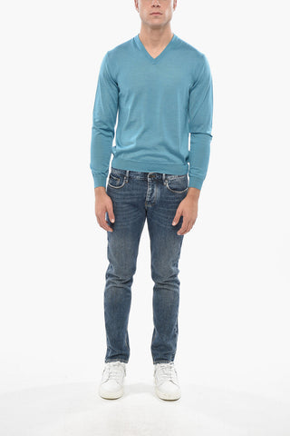 Maglia in Cashmere e Seta con Collo a V