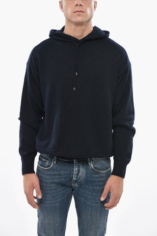Virgin Wool and Cashmere Sweater with Hood