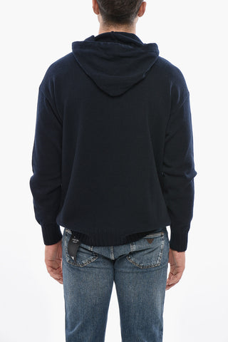 Virgin Wool and Cashmere Sweater with Hood