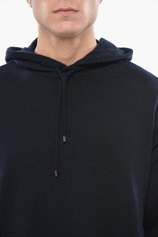 Virgin Wool and Cashmere Sweater with Hood