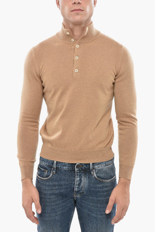 Cashmere Sweater with Polo Neck