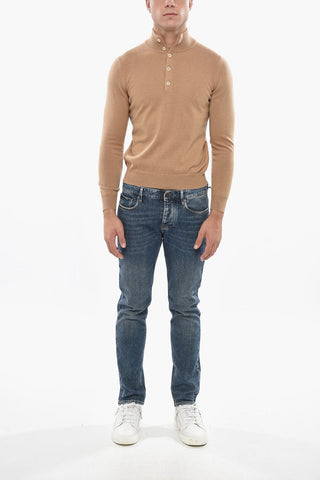 Cashmere Sweater with Polo Neck