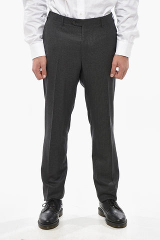CC COLLECTION Pantaloni 4 Tasche in Lana Vergine con Abbottonatura Nascosta