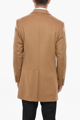 Solid Color Virgin Wool Blend Coat with Lined Inner