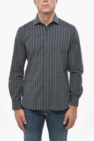 CIRCLE Checked Cotton-Blend Shirt with French Collar