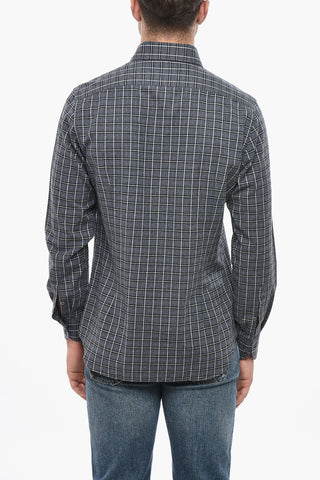 CIRCLE Checked Cotton-Blend Shirt with French Collar