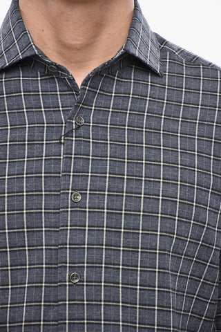 CIRCLE Checked Cotton-Blend Shirt with French Collar