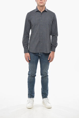CIRCLE Checked Cotton-Blend Shirt with French Collar