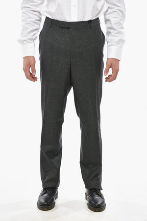CC COLLECTION Wool-Blend Hopsack Trousers with belt loops