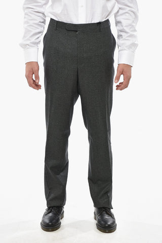 CC COLLECTION Wool-Blend Hopsack Trousers with belt loops