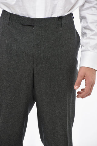 CC COLLECTION Wool-Blend Hopsack Trousers with belt loops