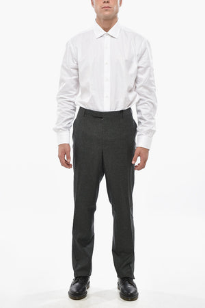 CC COLLECTION Wool-Blend Hopsack Trousers with belt loops