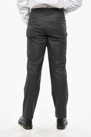 CC COLLECTION Wool-Blend Hopsack Trousers with belt loops