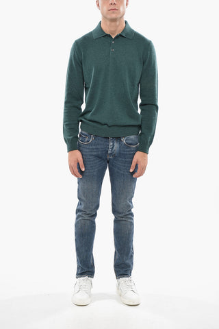 Cashmere Sweater with Polo Neck