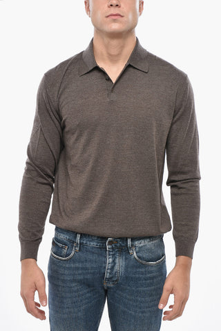 Virgin Wool Polo-Collar Sweater