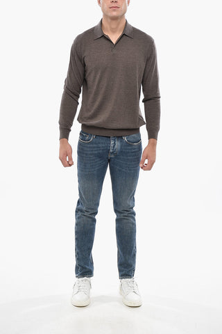 Virgin Wool Polo-Collar Sweater