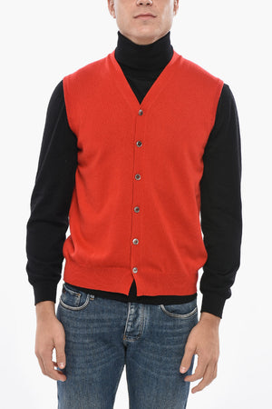 Cardigan Scollo a V In Cashmere Senza Maniche