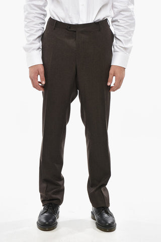 Virgin Wool Trousers with Scalloped Hem