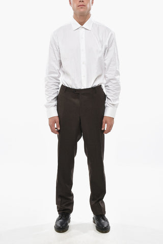 Virgin Wool Trousers with Scalloped Hem