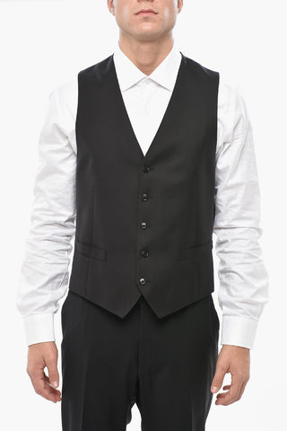 Virgin Wool Vest with 4 Buttons and Two Pockets