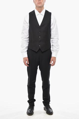 Virgin Wool Vest with 4 Buttons and Two Pockets