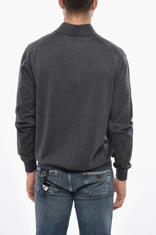 Virgin Wool Sweater with Polo Neck