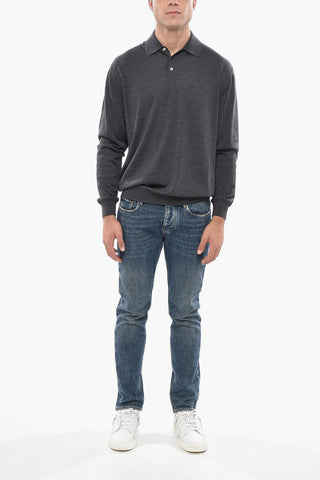 Virgin Wool Sweater with Polo Neck