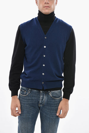 Cardigan Scollo a V In Cashmere Senza Maniche