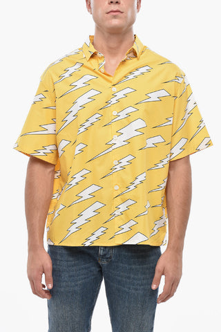 Short-Sleeve Shirt with All-Over Thunderbolt Print