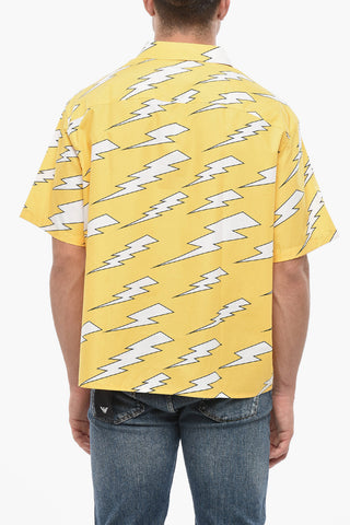 Short-Sleeve Shirt with All-Over Thunderbolt Print