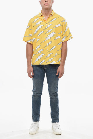 Short-Sleeve Shirt with All-Over Thunderbolt Print