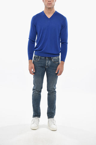 Maglia Scollo a V In Cashmere e Seta