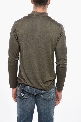 Cashmere and Silk Sweater with Polo Neck
