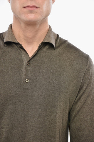 Cashmere and Silk Sweater with Polo Neck