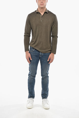 Cashmere and Silk Sweater with Polo Neck