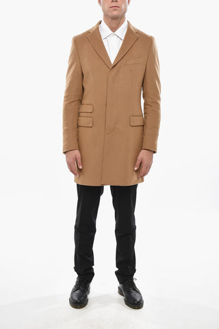 Virgin Wool Blend Coat with Flap Pockets