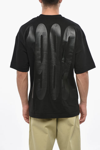 T-Shirt Girocollo in Tinta unita con Maxi Stampa