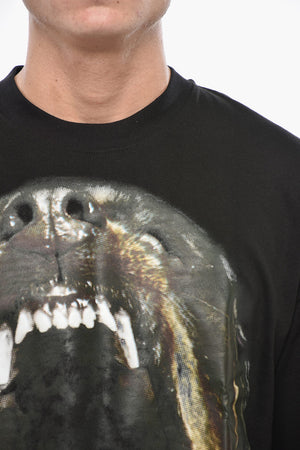 T-Shirt Girocollo in Tinta unita con Maxi Stampa