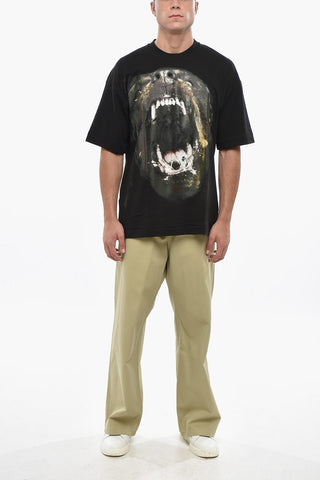 T-Shirt Girocollo in Tinta unita con Maxi Stampa