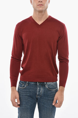 Maglia Scollo a V In Cashmere e Seta