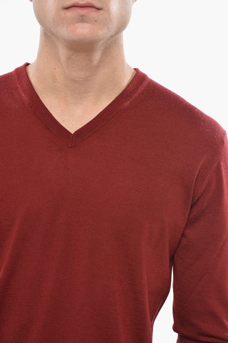 Maglia Scollo a V In Cashmere e Seta