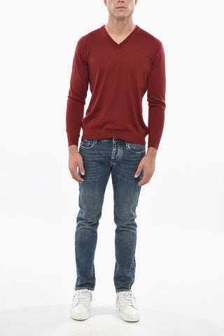 Maglia Scollo a V In Cashmere e Seta