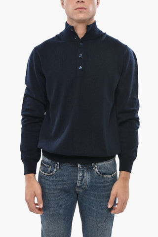 Cashmere Sweater with Polo Neck